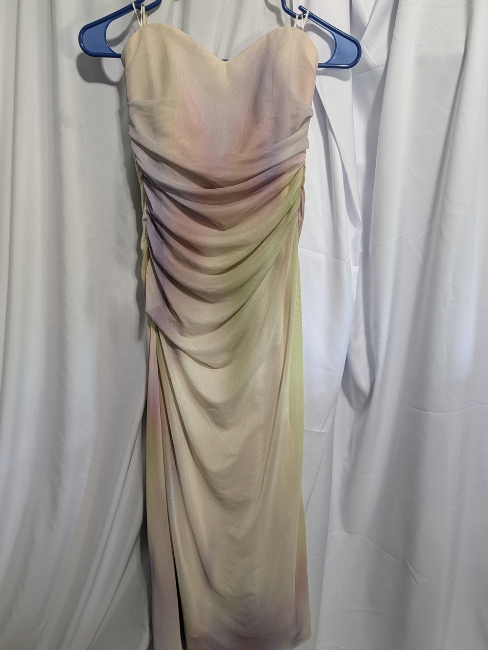 Zara Strapless Pastel Ombre Ruched Gown